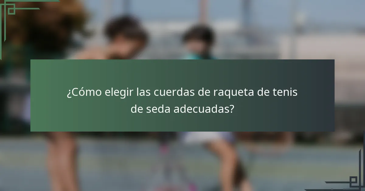 ¿Cómo elegir las cuerdas de raqueta de tenis de seda adecuadas?