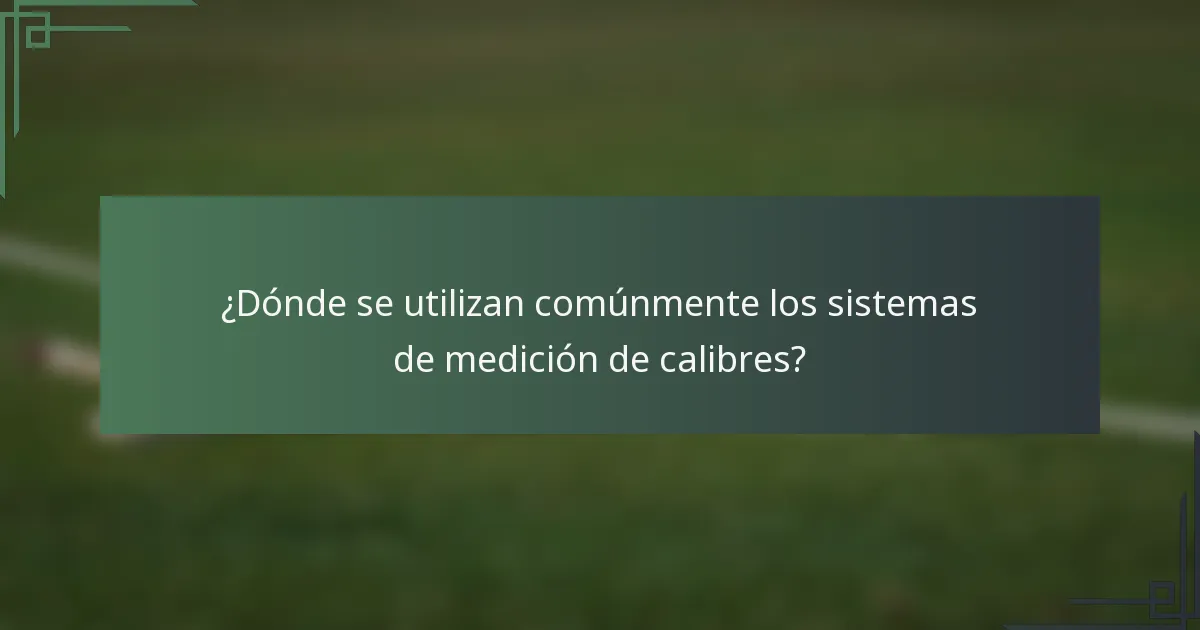 ¿Dónde se utilizan comúnmente los sistemas de medición de calibres?