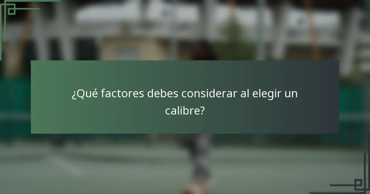 ¿Qué factores debes considerar al elegir un calibre?