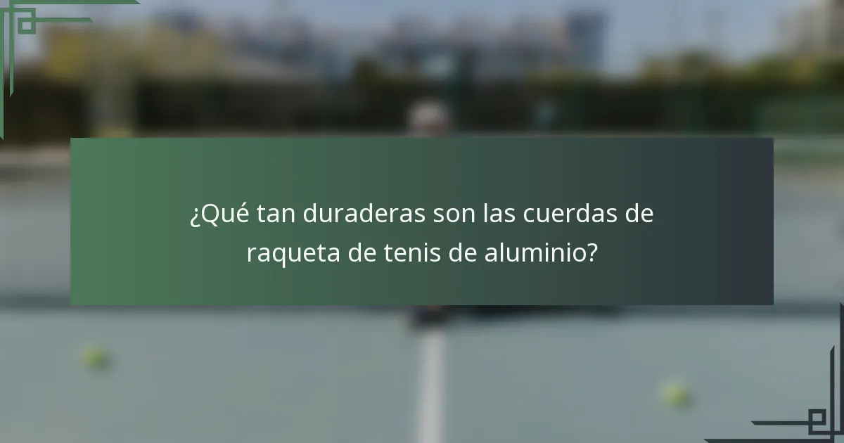 ¿Qué tan duraderas son las cuerdas de raqueta de tenis de aluminio?